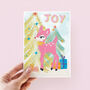 Retro Reindeer Joy Christmas Card, thumbnail 3 of 4