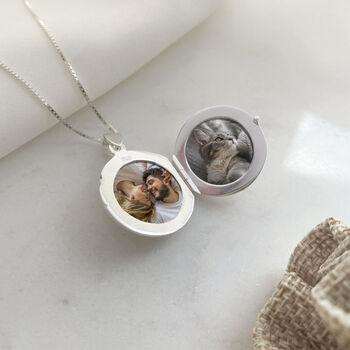 Sterling Silver Personalised Circle Locket Necklace, 2 of 7