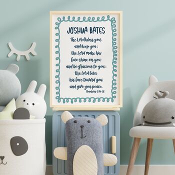 Personalised Colourful Baby Blessing Print With Handwritten Scripture, 3 of 7