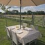 Blushed Vine Floral Outdoor And Indoor Tablecloth With Parasol Hole, thumbnail 4 of 5