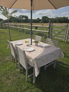 Blushed Vine Floral Outdoor And Indoor Tablecloth With Parasol Hole, 4 of 5