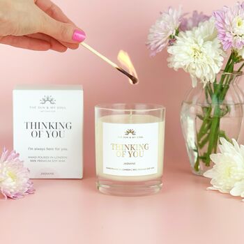 Thinking Of You Jasmine Scented Luxury Soy Candle Gift, 2 of 3