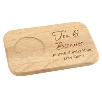 Personalised Wooden Tea And Biscuit Board Coaster Tray, 11 of 11