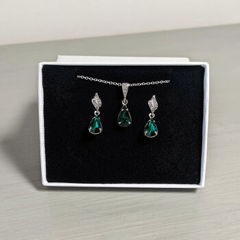 Emerald Green Rhinestone Drop Earrings, 4 of 6