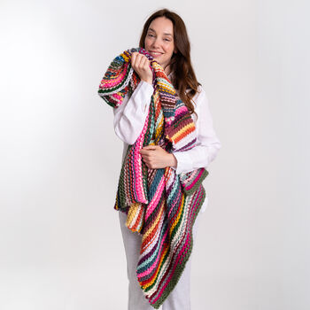 Chunky Stripy Blanket Beginner Knitting Kit, 4 of 10