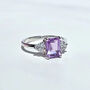 Lavender Amethyst Emerald Cut Ring In Silver And Gold Vermeil, thumbnail 1 of 12