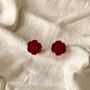 Monaco D’or Roses Centi Flower Cotton Gift Stud Earrings, thumbnail 2 of 3