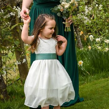 Soft Lace And Chiffon Skirt Flower Girl Dress, 6 of 8