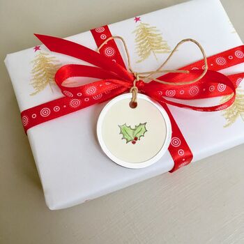 Set Of Five Hand Painted Holly Gift Tags, 2 of 3