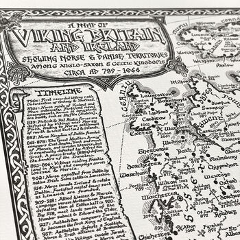 Viking Britain Map Hand Drawn Fine Art Print, 2 of 12