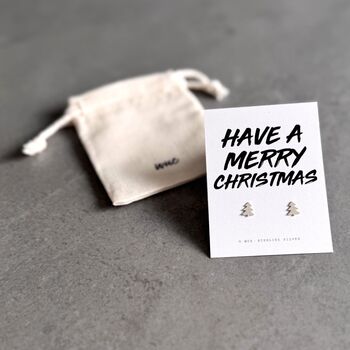 Have A Merry Christmas Tree Earrings In Sterling Silver, 4 of 5