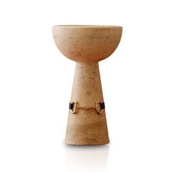 Handmade Travertine Bowl On Pedestal, 2 of 2