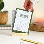 2025 Wavy Desk Calendar With Wooden Holder, thumbnail 1 of 10