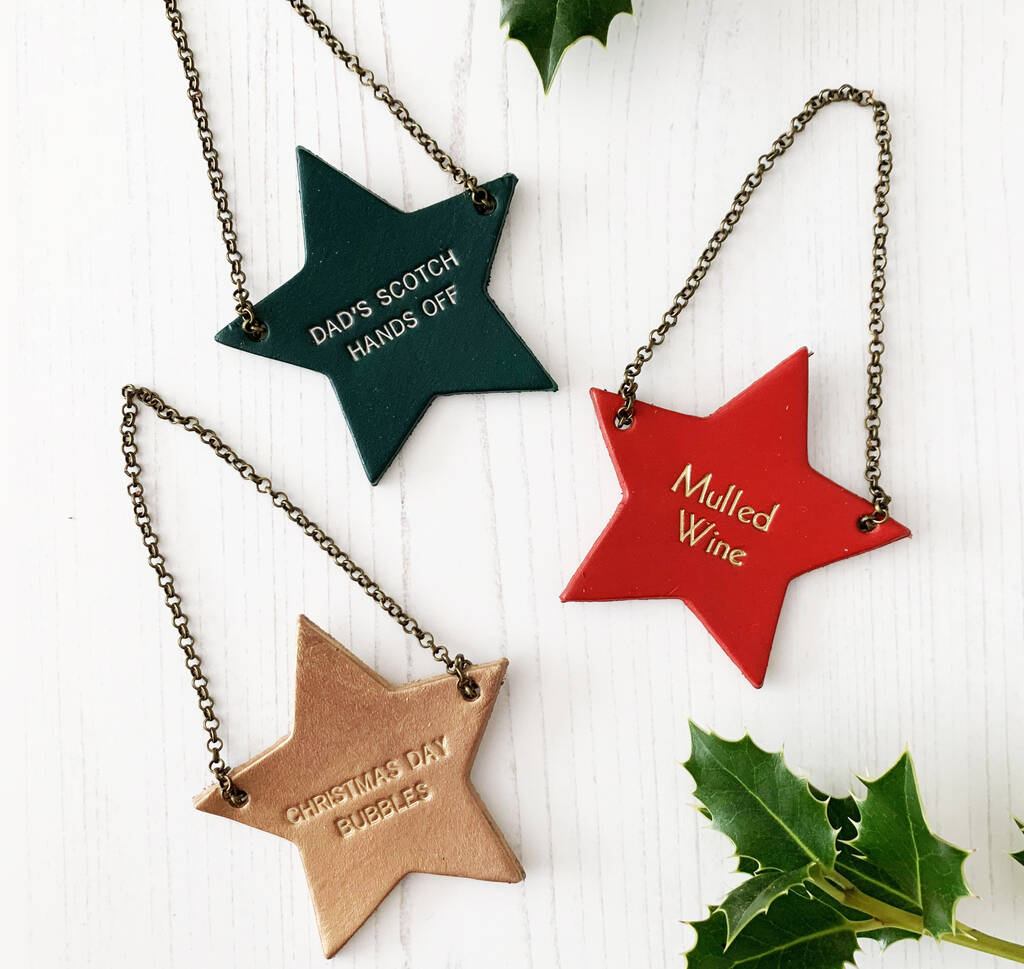 Personalised Leather Star Bottle Tag By Parkin & Lewis ...