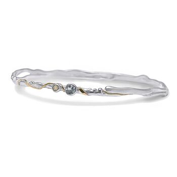 Sterling Silver Organic Blue Opal And Topaz Bangle, 5 of 9