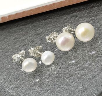 Freshwater Pearl And Sterling Silver Stud Earrings, 2 of 5