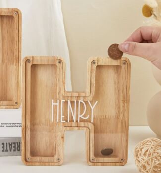 Hand Made Personalised Wooden Letter Money Boxes, 7 of 7