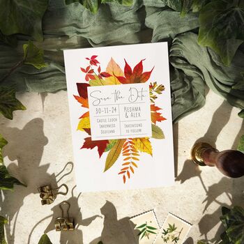 Autumn Leaves Save The Date Cards And Envelopes, 2 of 7