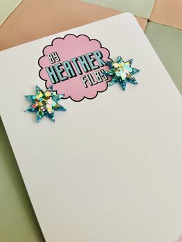 Star Glitter Resin Stud Earrings – Double Star Statement Stud Glitter Resin Earrings, 6 of 8