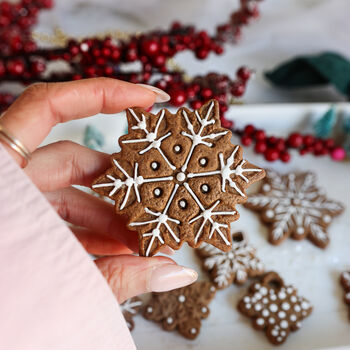 Scandi Gingerbread Snowflake Christmas Biscuit Baking And Decorating Kit, 5 of 9