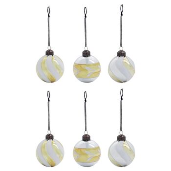 Glowi Large Gold, White And Silver Baubles Set Of Six, 6 of 10