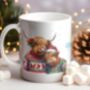 Personalised Highland Cow Love Couple In Christmas Jumpers Mug B, thumbnail 1 of 2