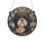 Shih Tzu Black And White Stained Glass Effect Suncatcher, thumbnail 2 of 3