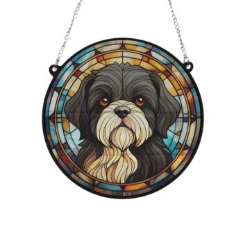 Shih Tzu Black And White Stained Glass Effect Suncatcher, 2 of 3