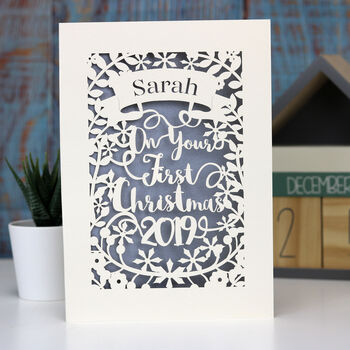 Personalised 'First Christmas' Papercut Card, 4 of 4