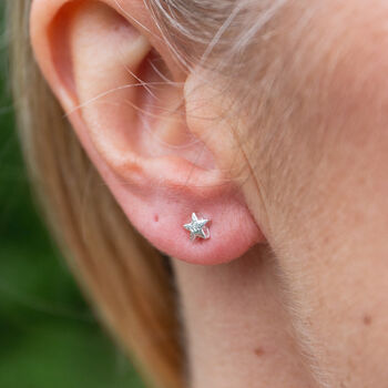 Sterling Silver Mini Mismatch Star And Moon Studs, 4 of 9