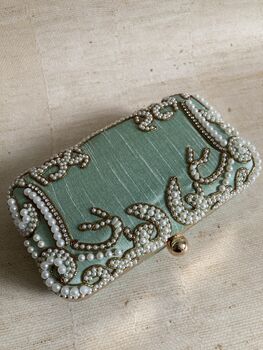 Mint Green Pearl Rectangular Clutch Bag, 9 of 9