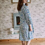 Turquoise And Royal Blue Floral Block Printed Robe, thumbnail 3 of 10