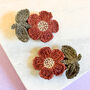 Burgundy Crochet Flower Hair Clips, thumbnail 1 of 2