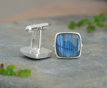 16ct Labradorite Cufflinks In Solid Sterling Silver, 2 of 2