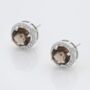 Round Smoky Quartz 925 Sterling Silver Stud Earrings, thumbnail 2 of 3
