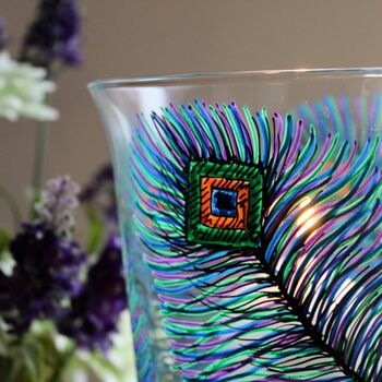 Peacock Feather Painted Lantern Vase, 4 of 8
