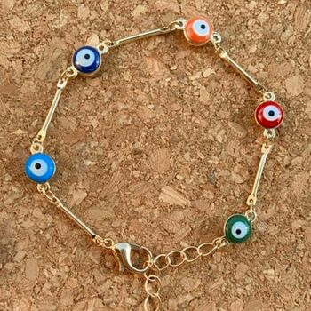 Multicolour Evil Eye Turkish Protection Charm Bracelet, 6 of 6