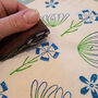 Wood Block Printing Kit Floral Drawstring Bag, thumbnail 2 of 7