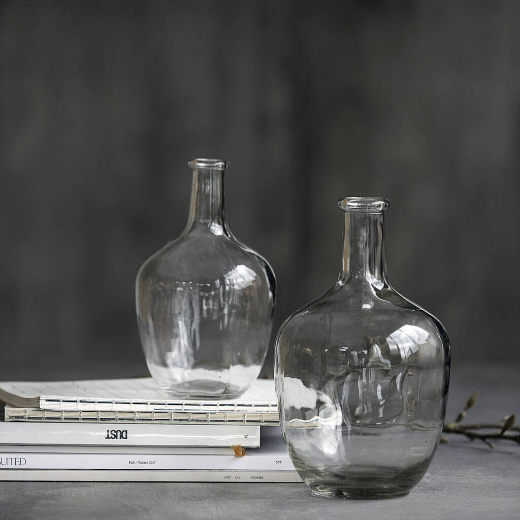 Clear Glass Vase With Narrow Neck By Attic Room