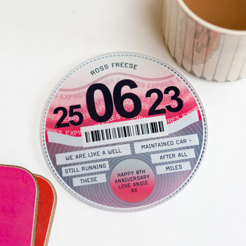 Personalised Tax Disc Glass Anniversary Gift, 4 of 5
