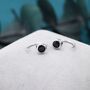 Black 4mm Cz Huggie Hoop Earrings, thumbnail 1 of 11