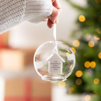 Personalised Home For Christmas Glass Dome Bauble, 2 of 3