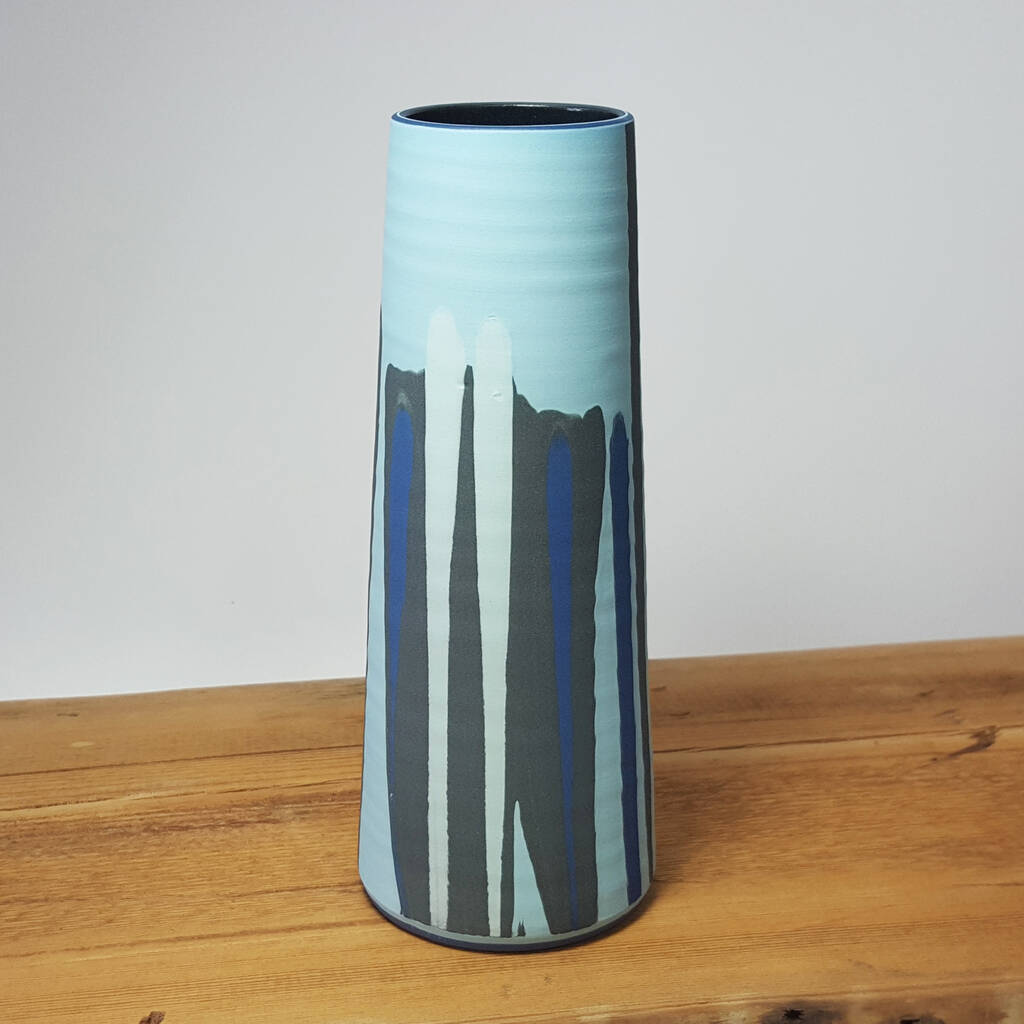 Handmade Blue 'Waterfall' Stem Vase By Rowena Gilbert Contemporary