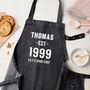 Personalised Grey Denim Established Year Apron, thumbnail 1 of 5