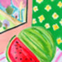 Watermelon Still Life Art Print Watercolour Poster, thumbnail 4 of 6