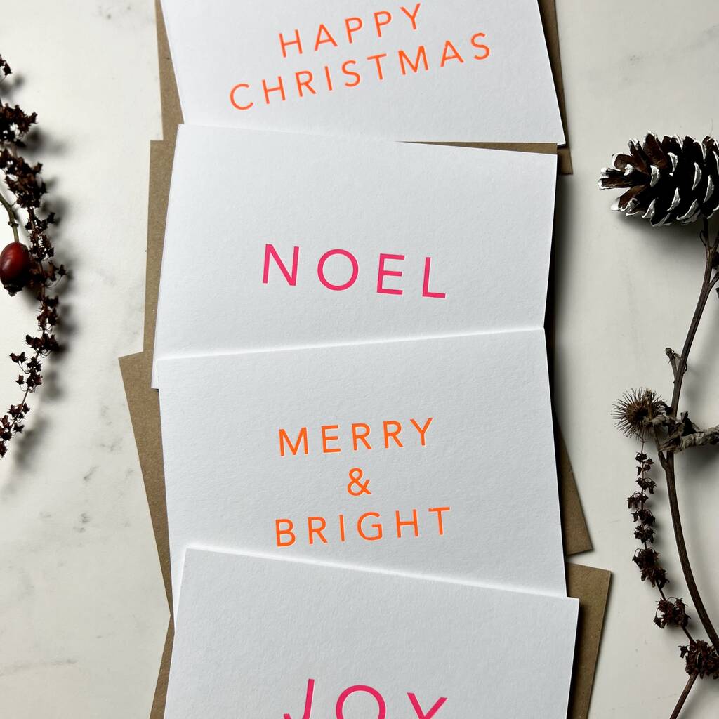 Handprinted Neon Christmas Card Pack