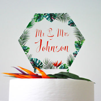 Tropical Wedding Cake Topper, 4 of 5