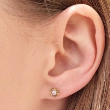 Dahlia Bud Freshwater Pearl Earrings – Gold Vermeil, 2 of 4