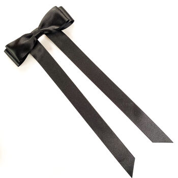 Black Hair Bow Barrette In Satin, 3 of 5