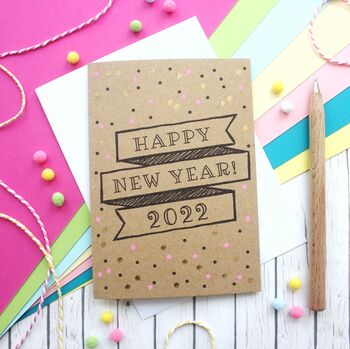 Happy New Year Card With Metallic Gold Dots, 6 of 6